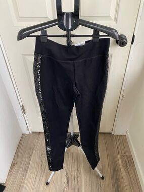 INC International Concepts Black Leggings with Sequin Side Stripes